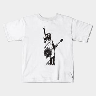 Vintage Banjo Bluegrass Playing Patriotic USA American Kids T-Shirt